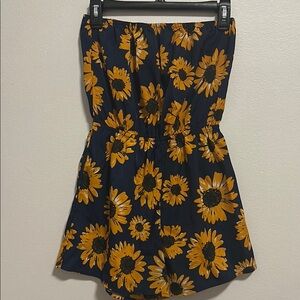 SHEIN Black and Yellow Strapless Jumpsuit Sunflower Print